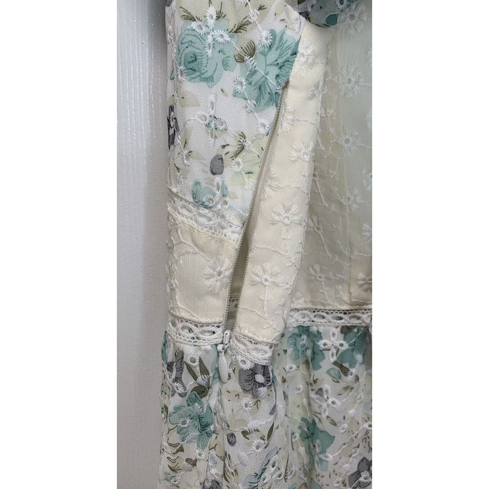 ASOS Women's 10 Eyelet Tiered Midi Tea Dress Mixed Ditsy Print Embroidered NWT - Picture 11 of 11